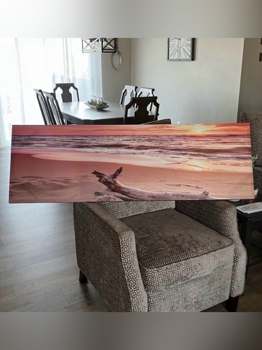 Sunset & Driftwood Beach Canvas Art Measure’s 16” x 34” x 1” Highland Dunes